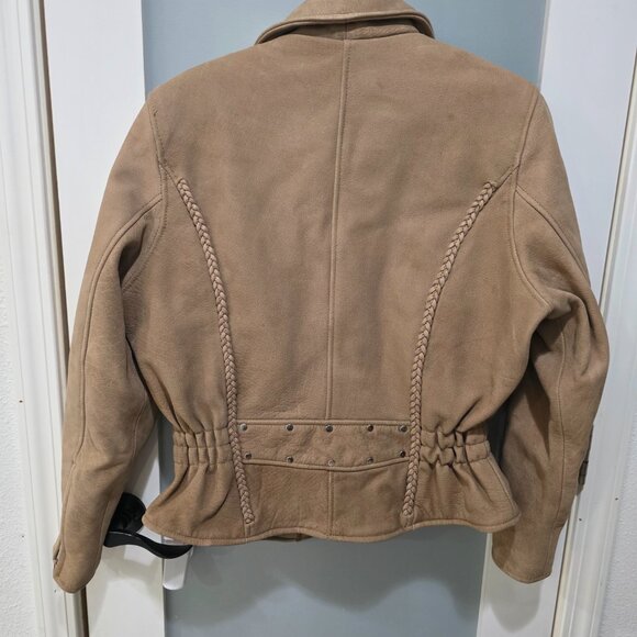 Leather King Tan Moto Jacket Women’s Large Biker Style - Picture 16 of 16